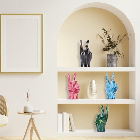 Emerald Green Home Décor Peace Symbol Statue for Living Room Bedroom Sign Décor - Picture 8 of 8